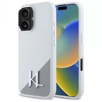 Coque rigide en silicone Karl Lagerfeld KLHMP16SSCMKMPCH pour Apple iPhone 16 6,1 inch, blanche, MagSafe