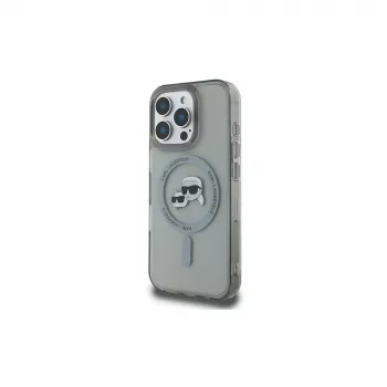 Coque rigide Karl Lagerfeld KLHMP16LHLSKCK IML Metal Karl & Choupette Head MagSafe pour iPhone 16 Pro 6,3 inch noire