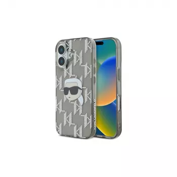 Coque Karl Lagerfeld IML Karl Head Electroplated pour iPhone 16 (noire)