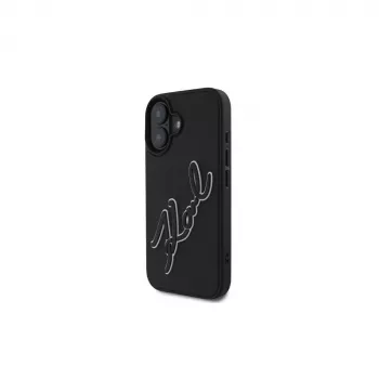 Coque Karl Lagerfeld 3D Rubber Bicolor Signature pour iPhone 16 (noire)