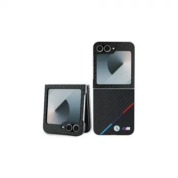 Coque rigide BMW pour Samsung Galaxy Z Flip6 / Z Flip7 FE - Carbon Tricolor noir