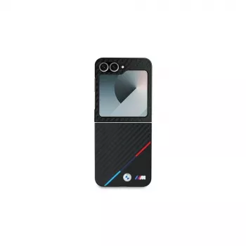 Coque rigide BMW pour Samsung Galaxy Z Flip6 / Z Flip7 FE - Carbon Tricolor noir