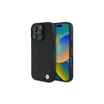 Coque rigide BMW BMHMP16X23RDDK iPhone 16 Pro Max 6,9 noire Sign Leather Diamond Metal Logo MagSafe
