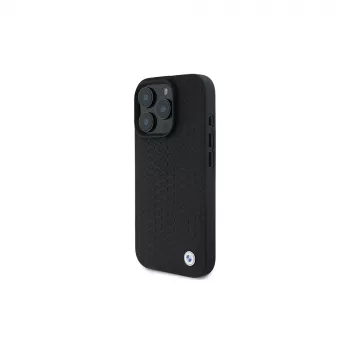 Coque rigide BMW BMHMP16X23RDDK iPhone 16 Pro Max 6,9 noire Sign Leather Diamond Metal Logo MagSafe