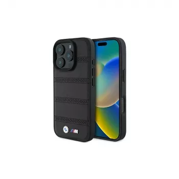BMW coque rigide M Perforated And Stitched Line pour Apple iPhone 16 Pro 6,3 pouces noire MagSafe