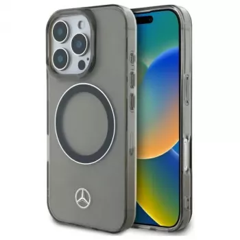 Coque rigide Mercedes-Benz MEHMP16L23HUOSK pour iPhone 16 Pro 6,3 inch avec anneau argenté MagSafe - Noir