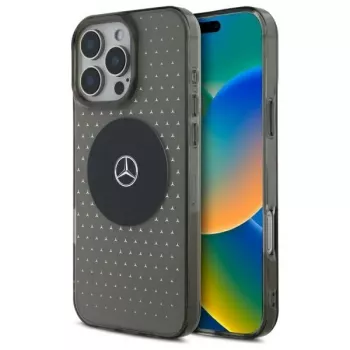 Coque rigide Mercedes-Benz pour iPhone 16 Pro 6,3 inch Star Pattern MagSafe noire