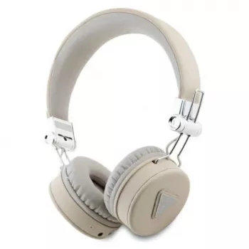 Guess Grained Classic Round Shape Casque sans fil Bluetooth avec ENC, beige