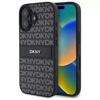 DKNY DKHCP16SPRTHSLK Coque rigide motif texturé rayure tonale pour Apple iPhone 16 6.1 - noire
