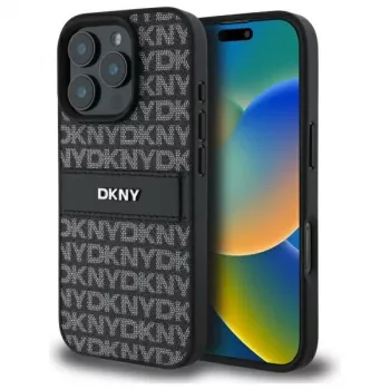 DKNY DKHCP16XPRTHSLK Coque rigide pour iPhone 16 Pro Max 6,9 pouces noire motif texturé rayure tonale