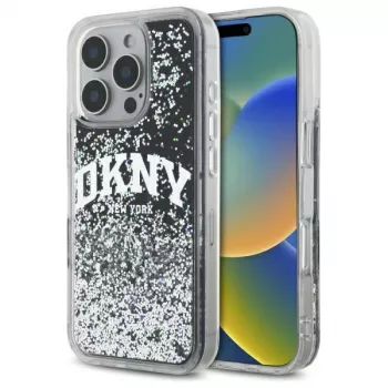 DKNY DKHCP16XLBNAEK Coque rigide iPhone 16 Pro Max 6,9 pouces Liquid Glitter Arch Logo noire