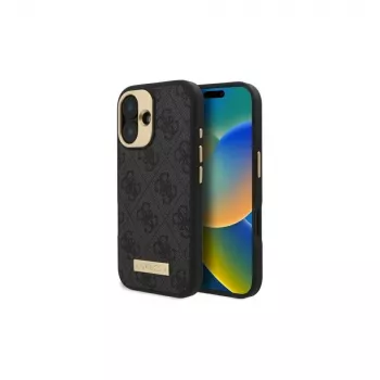 Guess GUHMP16MU4GPRK iPhone 16 Plus 6.7 inch Black Hardcase with 4G Logo Plate and MagSafe