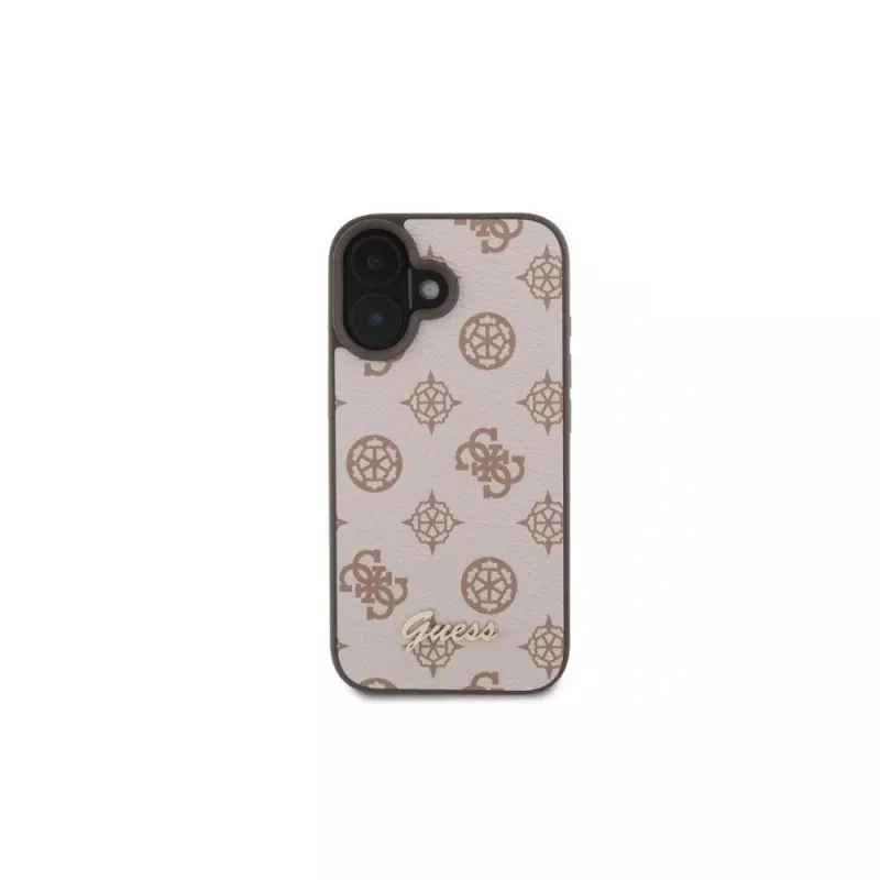 Guess Coque MagSafe Peony Script pour iPhone 16 (marron)