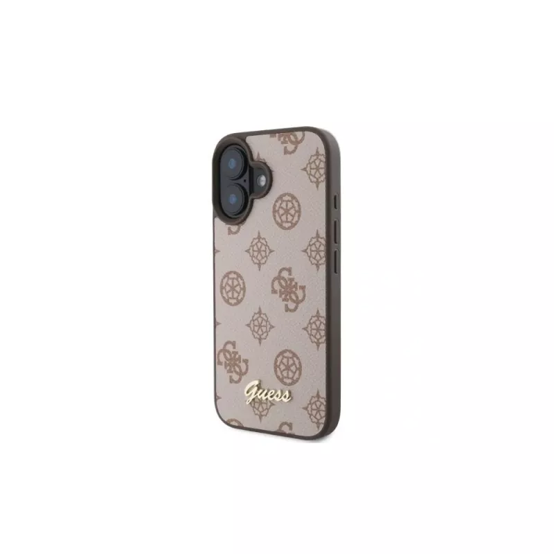Guess Coque MagSafe Peony Script pour iPhone 16 (marron)