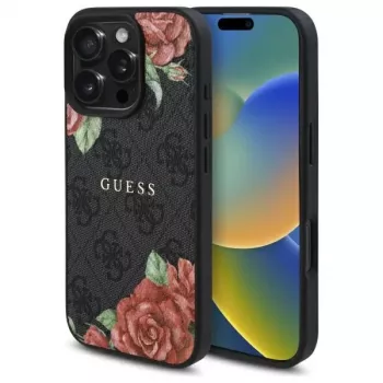 Guess GUHMP16XP4ROPEMCK iPhone 16 Pro Max 6.9 inch Black Hardcase 4G Flowers Print MagSafe
