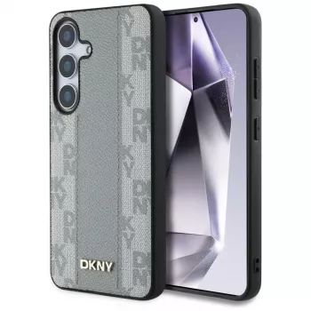 Coque DKNY Leather Checkered Pattern MagSafe pour Samsung Galaxy S25 - taupe