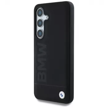 Coque BMW Leather Big Wordmark pour Samsung Galaxy S25+ noire