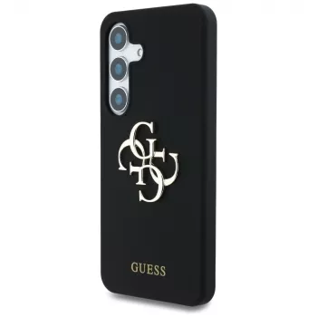Coque Guess Silicone Big 4G Logo Bottom Script pour Samsung Galaxy S25, noir