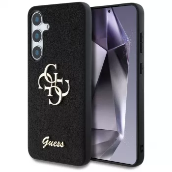 Coque Guess Fixed Glitter Big 4G Metal Logo pour Samsung Galaxy S25 (noir)