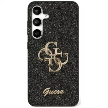 Coque Guess Fixed Glitter Big 4G Metal Logo pour Samsung Galaxy S25+ (noir)