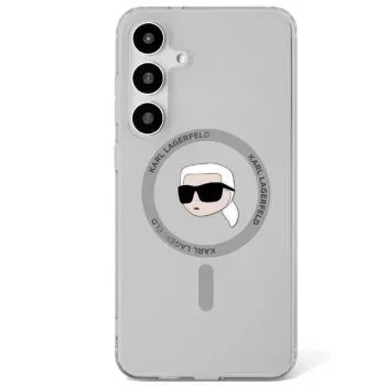 Coque MagSafe KARL LAGERFELD Button Karl Head Printed Logo pour Samsung Galaxy S25, noire