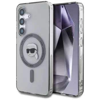 Coque MagSafe KARL LAGERFELD Button Karl Head Printed Logo pour Samsung Galaxy S25, noire