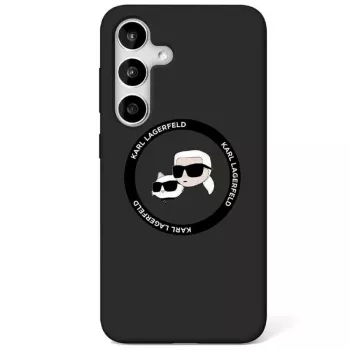 Coque MagSafe Karl Lagerfeld Silicone DoubleHeads And Circle pour Samsung Galaxy S25, noire