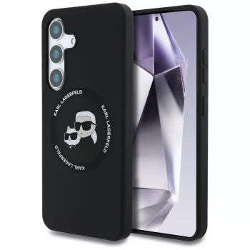 Coque MagSafe KARL LAGERFELD Silicone DoubleHeads & Circle pour Samsung Galaxy S25+ - noire