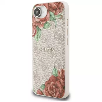 Coque MagSafe Guess 4G Flowers Print pour iPhone 16e / 17e rose