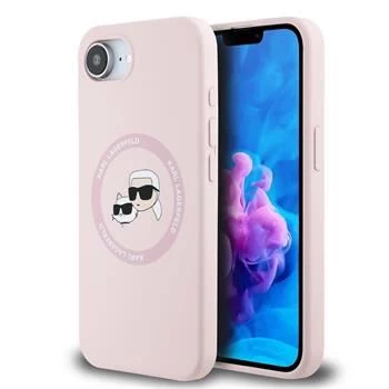 Coque MagSafe Karl Lagerfeld Silicone Karl & Choupette Heads pour iPhone 16e / 17e rose