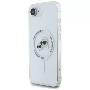 Coque MagSafe KARL LAGERFELD IML Metal Karl & Choupette Heads pour iPhone 16e/17e blanche