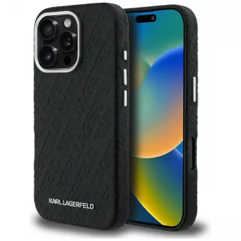 Coque KARL LAGERFELD FW Stamped KarlMagSafe pour iPhone 16 Pro Max noire