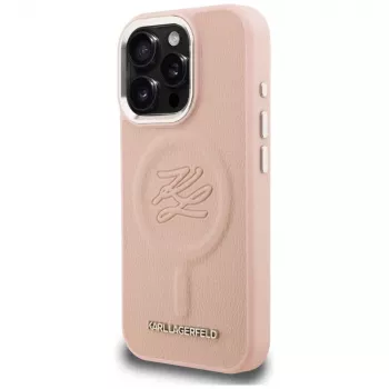 Coque KARL LAGERFELD Initial & Metal Logo MagSafe pour iPhone 16 Pro Max rose