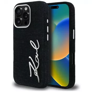 Coque Karl Lagerfeld FW Jeans Signature Logo pour iPhone 16 Pro noire