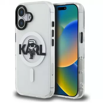Coque MagSafe KARL LAGERFELD IML Karl Sketch Logo pour iPhone 16, transparente