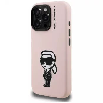 Coque MagSafe KARL LAGERFELD en silicone Karl Sketch pour iPhone 16 Pro, rose