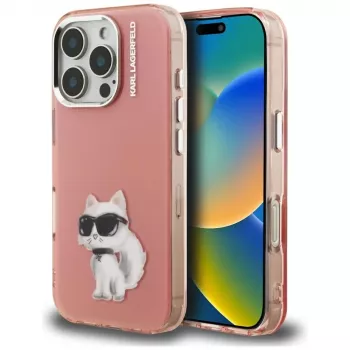 Coque Karl Lagerfeld IML Aquarelle Choupette & Logo pour Apple iPhone 16 Pro, rose