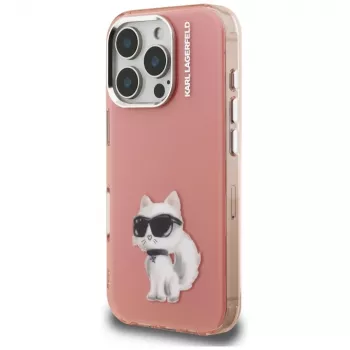 Coque Karl Lagerfeld IML Aquarelle Choupette & Logo pour Apple iPhone 16 Pro, rose