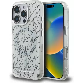 Coque MagSafe KARL LAGERFELD IML Karl ScriptPattern pour Apple iPhone 16 Pro Max - blanche