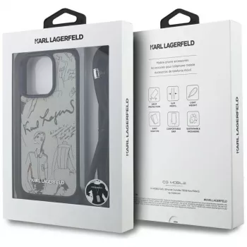 Coque bandoulière Karl Lagerfeld avec motif grainé & logo pour iPhone 16 Pro Max, grise