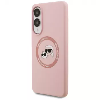 Coque MagSafe Karl Lagerfeld Silicone DoubleHeads And Circle pour Samsung Galaxy S25 Edge rose