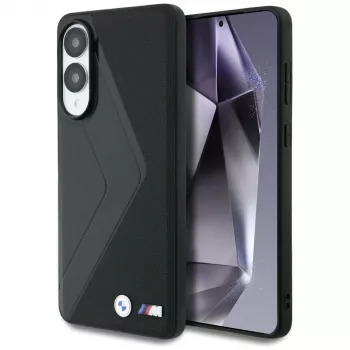 Coque MagSafe BMW Leather Oversized Stripes pour Samsung Galaxy S25 Edge noire