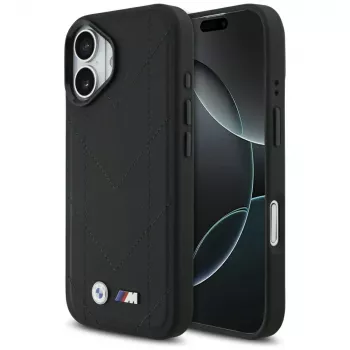 Coque MagSafe BMW M Quilted Logo pour Apple iPhone 17, noire