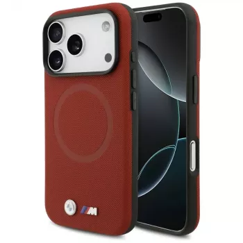 Coque arrière MagSafe BMW M Series Metal Logo pour Apple iPhone 17 Pro, rouge