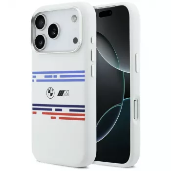 Coque MagSafe BMW M Silicon Horizontal Line pour iPhone 17 Pro blanche