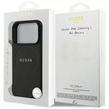 Coque MagSafe Guess Grained Ring pour iPhone 17 Pro (noire)