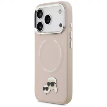 Coque MagSafe Karl Lagerfeld Karl & Choupette Pins pour iPhone 17 Pro rose