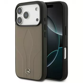 Coque Mercedes Leather The Move MagSafe pour iPhone 17 Pro taupe
