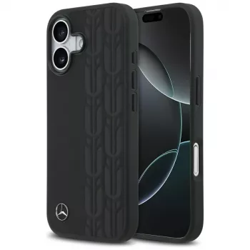 Coque Mercedes Leather Laurel Leaves MagSafe pour iPhone 17 noire