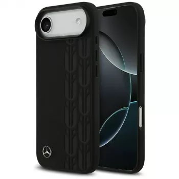 Coque Mercedes-Benz Laurel Leaves Leather MagSafe pour iPhone Air - noire